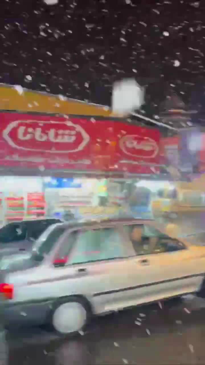    بارش زیبای برف پنبه‌ای در جاده چالوس محدودۀ سیاه‌بیشه