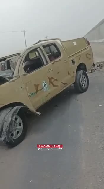   صحنه تصادف خودروی مرزبانی و یک خودروی تویوتا هایلوکس