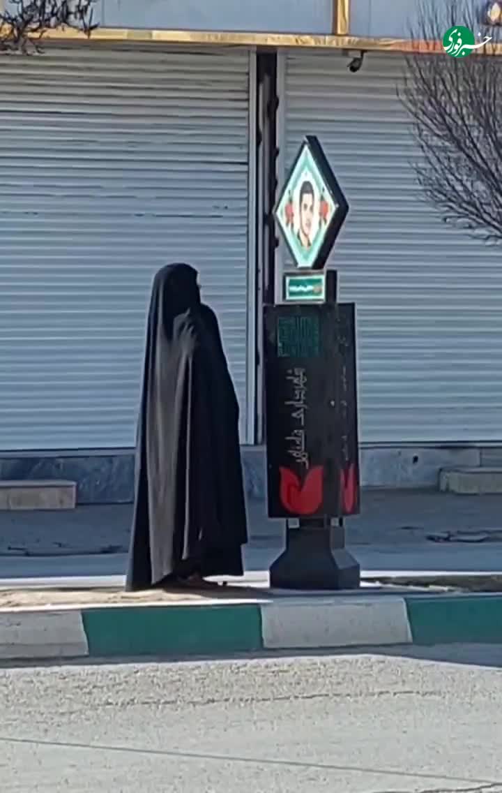   مادری که در سکوت، مقابل تابلوی فرزند شهیدش ایستاد