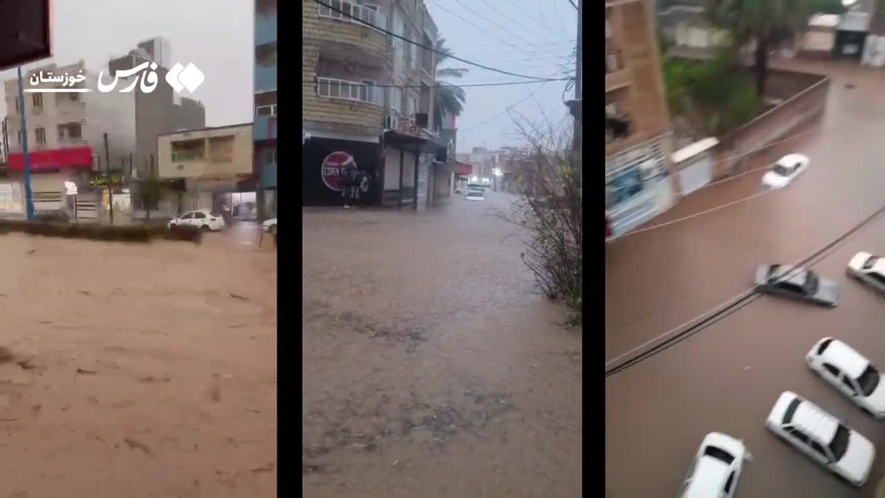   خیابان‌های ایذۀ خوزستان زیر سیلاب