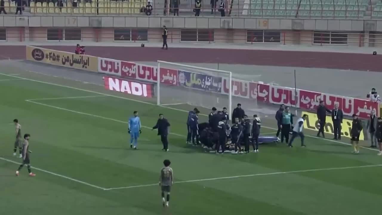  برخورد شدید بازیکنان در بازی شمس‌آذر و سپاهان