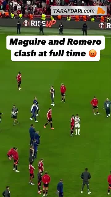   درگیری هری مگوایر و کریستین رومرو پس از سوت پایان فینال لیگ اروپا