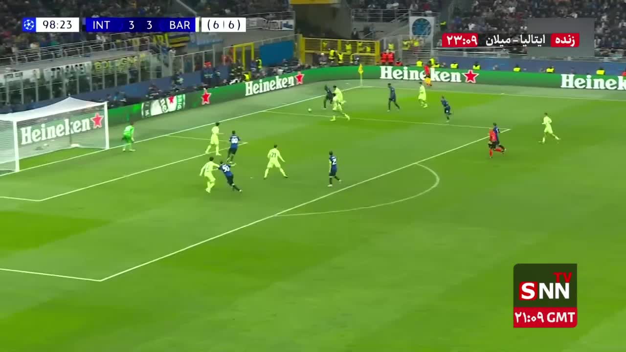   پاس گل مهدی طارمی به داویده فراتزی؛ گل چهارم اینتر به بارسلونا