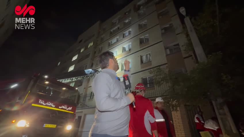   تخریب یک ساختمان مسکونی در شهرک زمزم تهران در پی حمله پهپادی اسرائیل