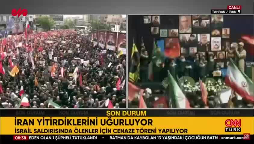 پوشش ویژه CNN Turk از تشییع شهدای ایران؛ چشم‌ها به تهران دوخته شد | 7 تیر 1404
