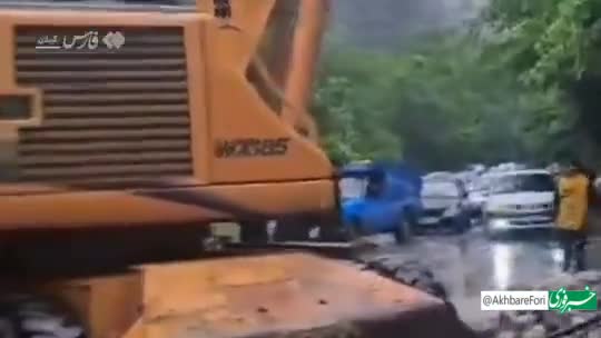   جاده اسالم به الماس در اردبیل زیر آب رفت