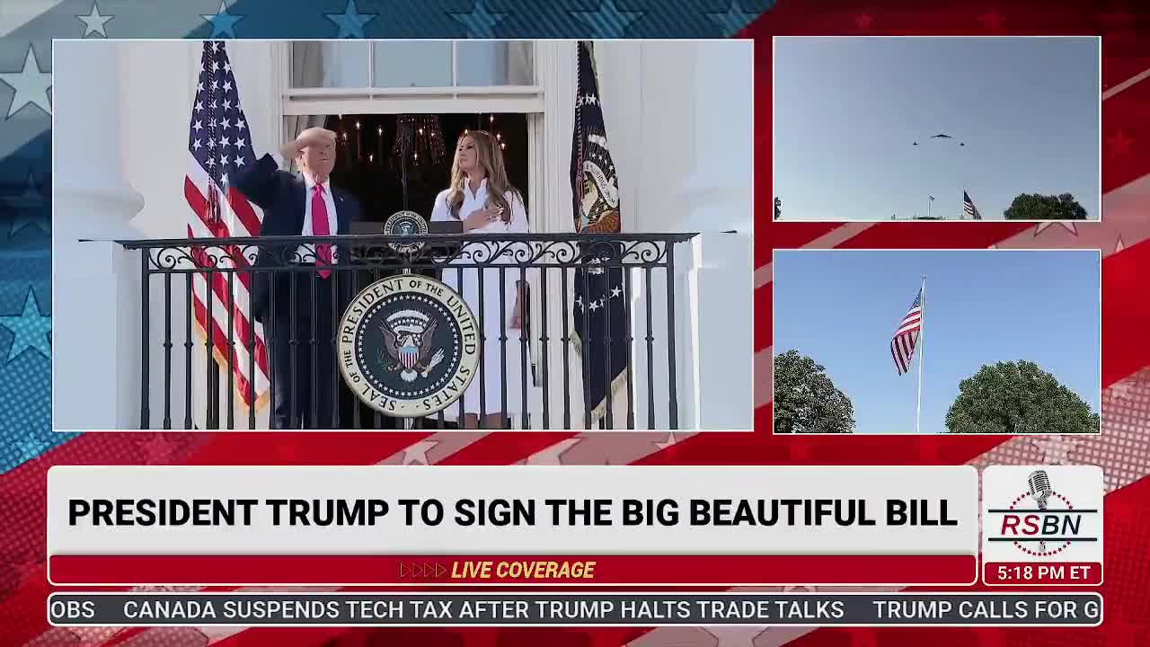   پرواز بمب‌افکن B-2 و جت‌های F-35 بر فراز کاخ سفید!