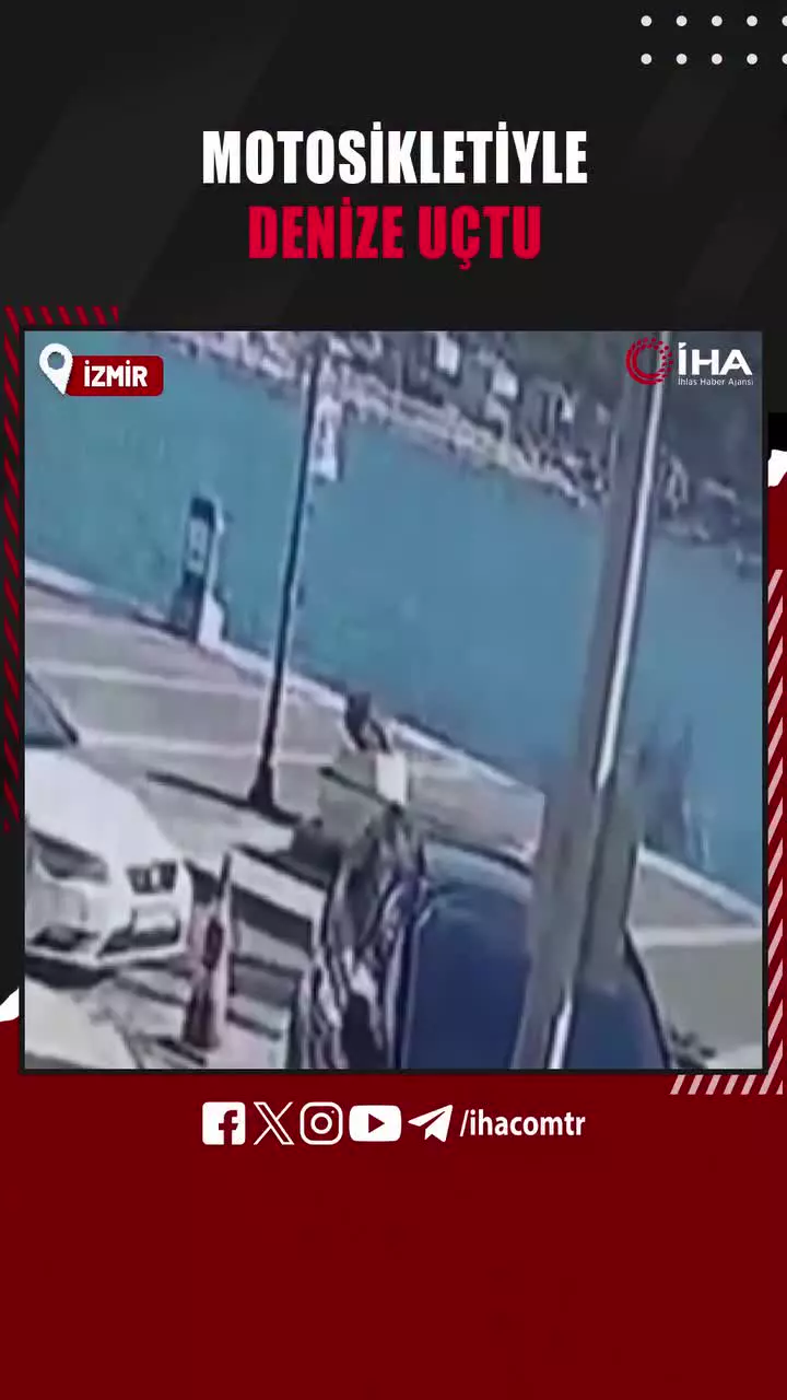   لحظه سقوط ناگهانی موتورسوار به دریا!