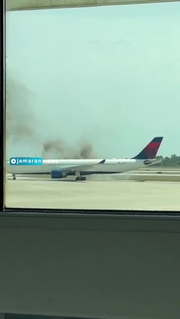   لحظات پراسترس از آتش‌سوزی یک هواپیمای مسافربری
