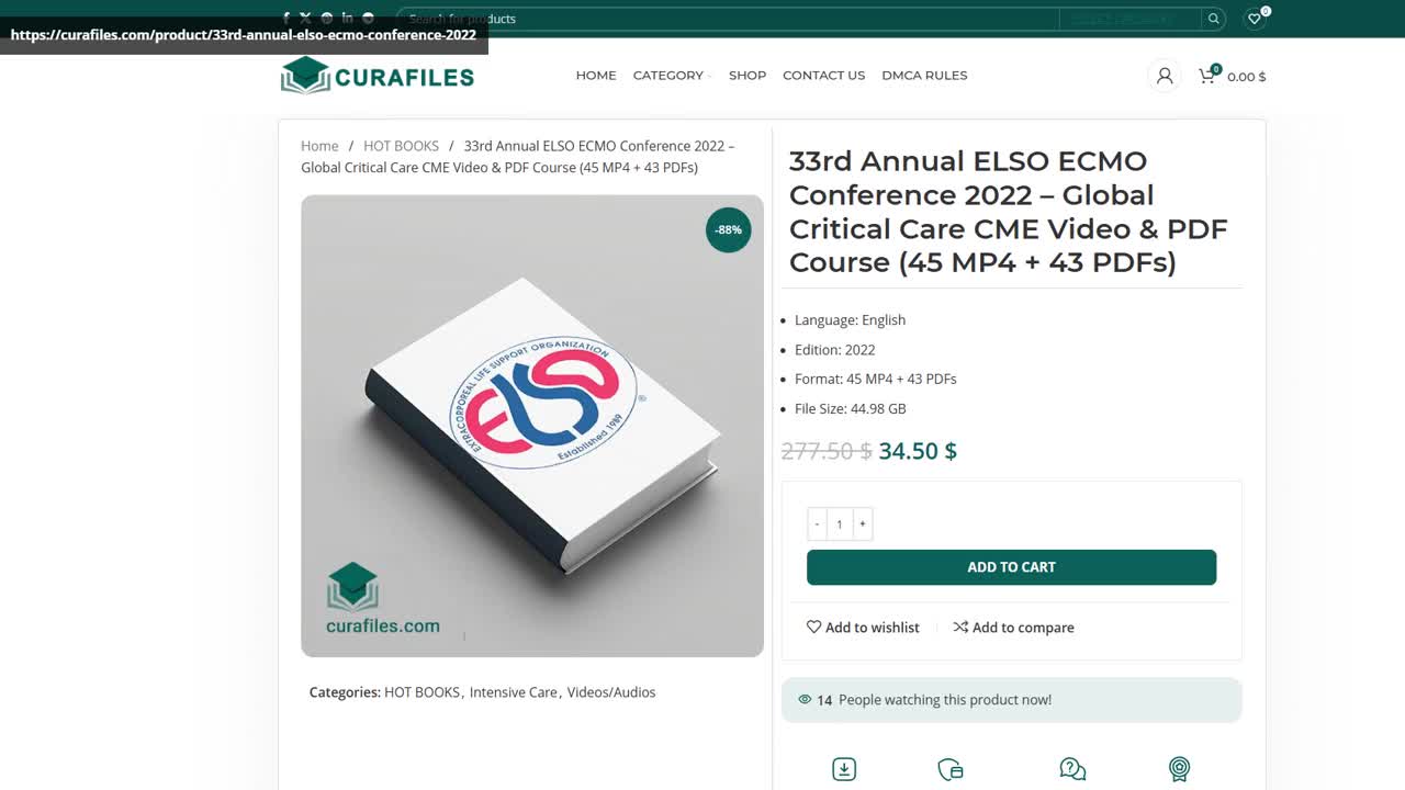33rd Annual ELSO ECMO Conference 2022 – Global Critical Care CME Video & PDF Course (45 MP4 + 43 PD