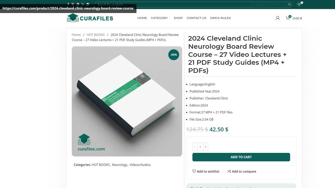 2024 Cleveland Clinic Neurology Board Review Course – 27 Video Lectures + 21 PDF Study Guides (MP4
