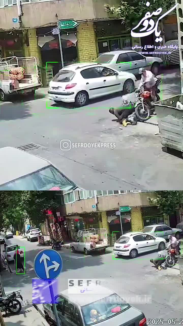   لحظه تلخ پرتاب شدن موتورسوار پس از تصادف با پژو ۲۰۶