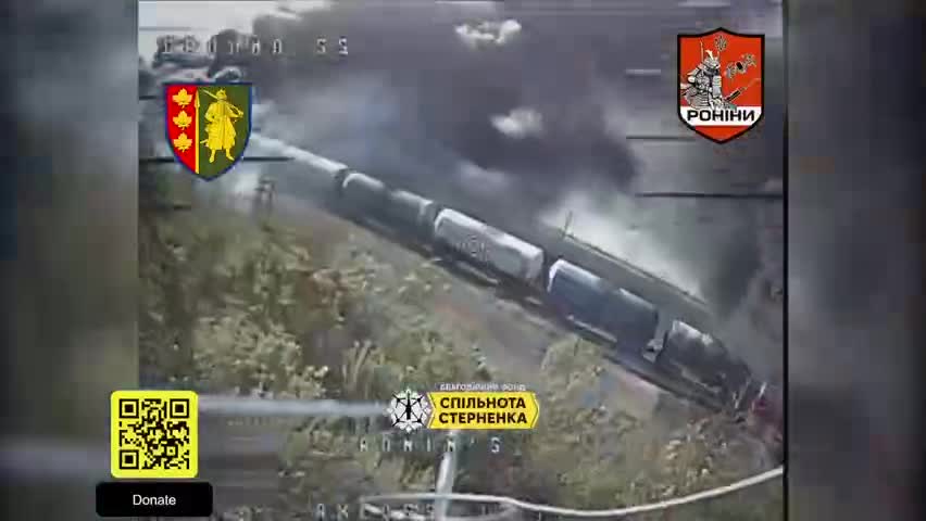   انهدام قطار حامل سوخت ارتش روسیه توسط پهپادهای انتحاری اوکراینی