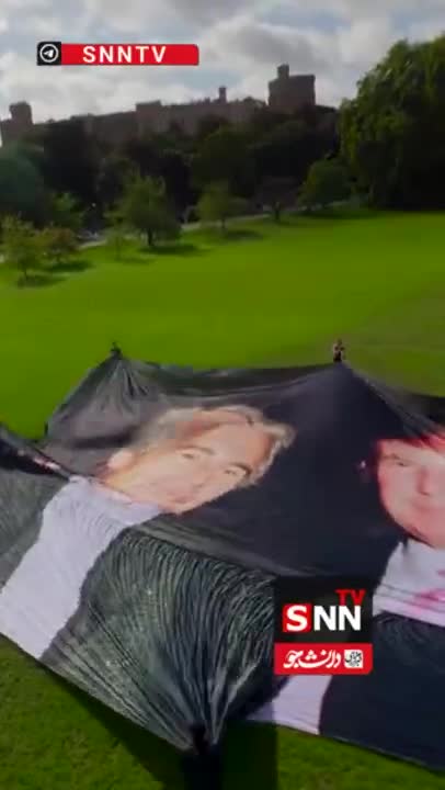   استقبال انگلیسی‌ها از ترامپ با تصویری از قاچاقچی جنسی