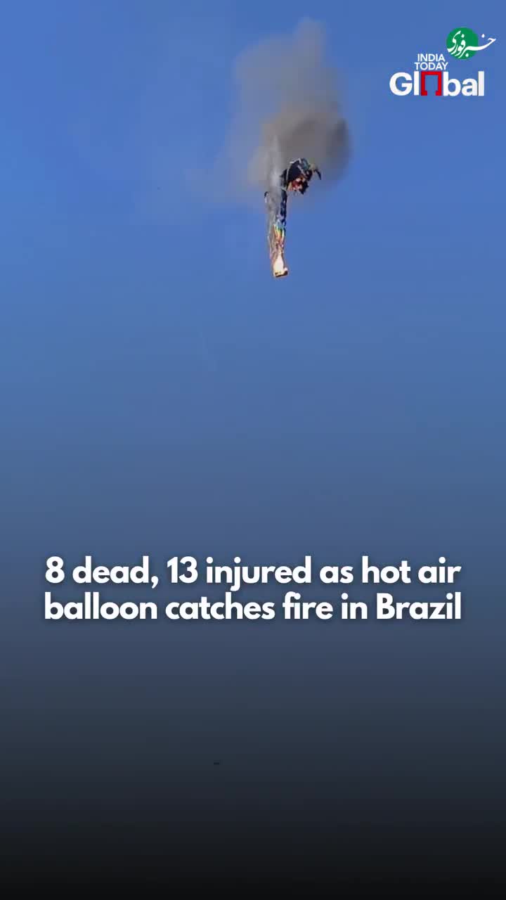   لحظه سقوط یک بالن در برزیل