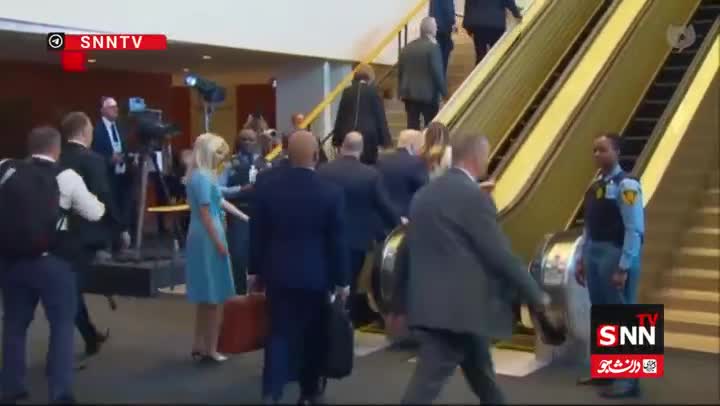   از کار افتادن پله‌برقی سازمان ملل در زمان ورود ترامپ!