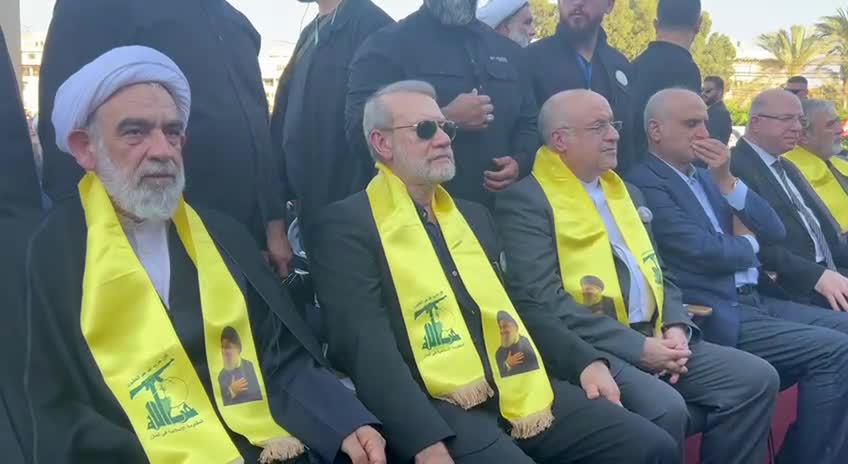   حضور علی لاریجانی در مراسم سالگرد شهید سید حسن نصرالله در بیروت