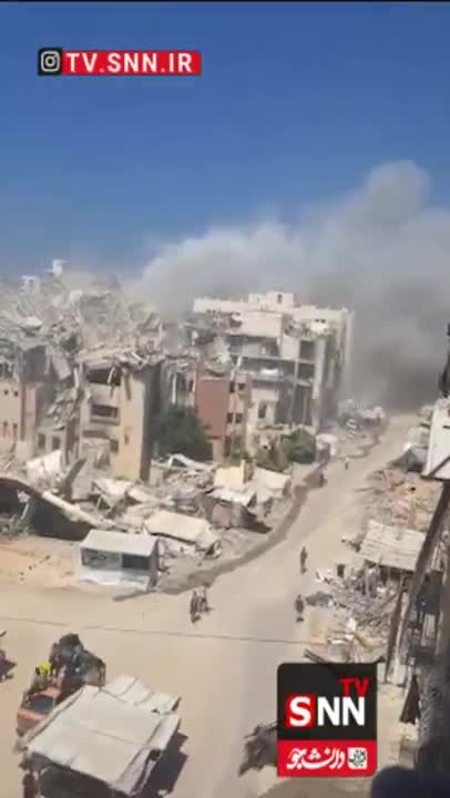   تصاویر جدید از لحظه هدف قرار گرفتن و تخریب کامل برج مشتهی در غزه