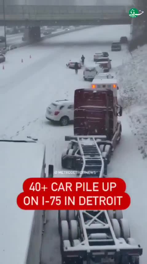   برخورد بیش از ۴۰ خودرو در بزرگراه I-۷۵ به یکدیگر در بحبوحه کولاک شدید در میشیگان آمریکا