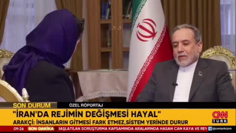   جمله کلیدی عراقچی در مصاحبه با رسانه تُرک درباره احتمال تغییر رژیم در ایران