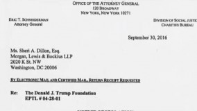 دادستان نیویورک : بنیاد دونالد ترامپ قوانین امور خیریه را زیرپا گذاشته است