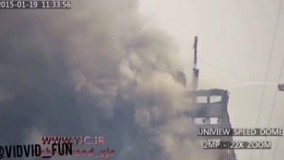 لحظه ریزش ساختمان پلاسکو از نمایی دیگر