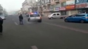 حمله زن عصبانی به خودروی پلیس