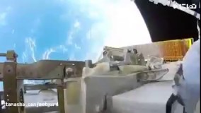 نمای خیره‌ کننده زمین در زمان راهپیمایی فضایی  