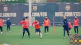 مسابقه جالب و بامزه بازیکنان بارسلونا