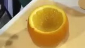 آموزش درست كردن قليون پرتقال با پرتقال تازه و دو عدد ني و ليوان 