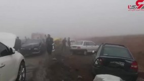 فیلم وحشتناک از خبر سازترین تصادف زنجیره ای خودروها در مشهد