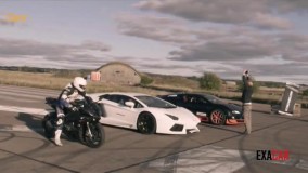 مسابقه موتور با ماشین