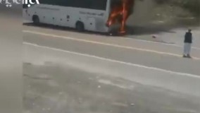  آتش‌گرفتن اسکانیا در جاده نیکشهر سیستان و بلوچستان