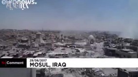 تصاویر هوایی از ویرانی‌های شهر موصل و مسجد باستانی نوری