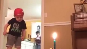 خاموش کردن شمع کیک تولد با یک شوت دیدنی!