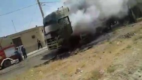 سوختن کامیون تریلی در آتش_ در شیراز