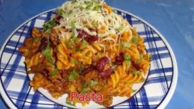پاستا با گوشت چرخ کرده ولوبیا قرمز
