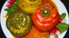 طرز تهیه کامل دلمه فلفل وبادمجون عالی و خوشمزه