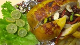  مرغ لذیذ شکم پر با پلو 