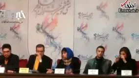 فیلم/ واکنش باران کوثری به ممنوع الخروج شدن دو زن ورزشکار در نشست خبری «عرق سرد»