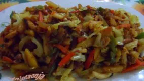 آشپزی از اینجا تا آنجا  - Vegetables and chicken  خوراک سبزیجات و مرغ