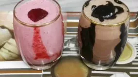 ميلك شيك توت فرنگی و شکلات  strawberry and chocolate milk check