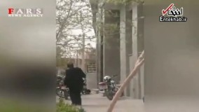 فیلم/ لحظه دستگیری سارق مسلح در بانک