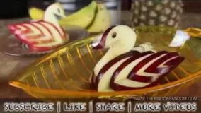 How to Make an Apple Swan - food art تزئین سیب به شکل قو