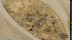 خوراک بادمجان و مرغ و قارچ 