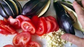 بادمجان ورقه ای  با پنیر و گوجه و کباب