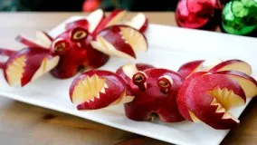 Art In Apple Crab | Fruit Carving Garnish | تزیین سیب به شکل خرچنگ