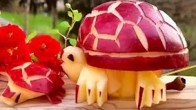 How to Make Red Apple Tortoise - Fruit Carving Garnish - Food Art Decoration