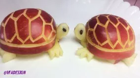 Artistic In Apple Turtles Carving Garnish - Fruit Carving Garnish Party Food Decoration.