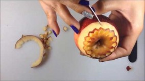 Art In Apple Flower Carving For Beginners -تزیین دالبری سیب برای مبتدی ها